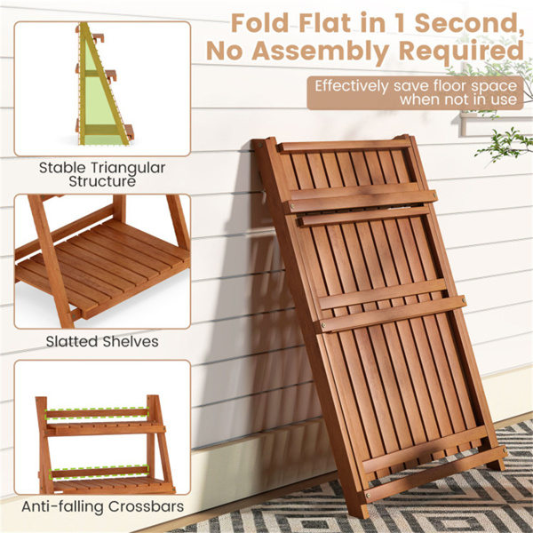 相思木三层梯子植物架，可折叠室内外展示架-10