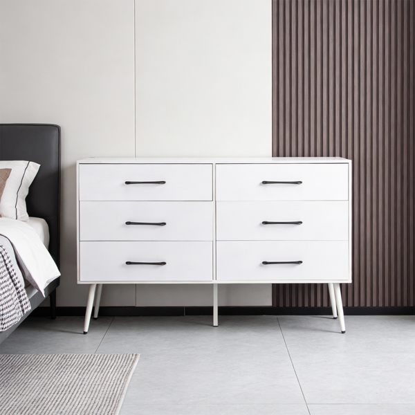 白色 刨花板+无纺布 贴三胺 133*40*84cm 双排3层6抽带高脚 抽屉柜 饰面布抽柜-12