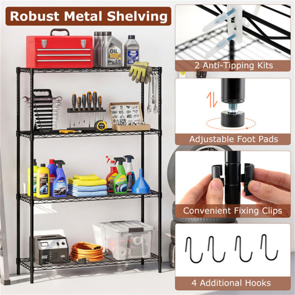 4层重型金属线架，总容量1000LBS，每架250LBS，黑色-7