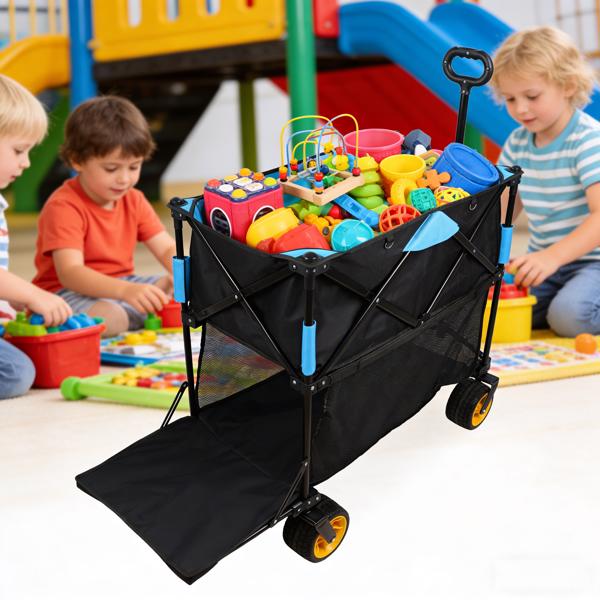 超大容量折叠式手推车，加长型伸缩式拉杆，折叠式手推车，适用于花园、购物、沙滩等场合（黑色+蓝色）--不支持self-pick up且不支持指定仓库发货-7