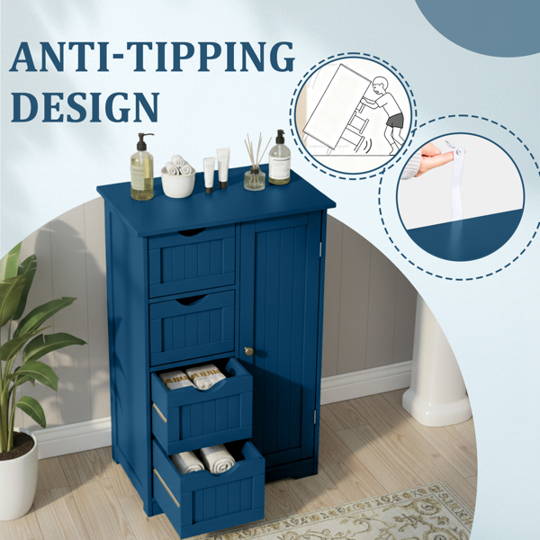 海军蓝  密度板喷漆+三胺贴面 竖纹 56*30*82.5cm  4抽 1门 浴室立柜-8