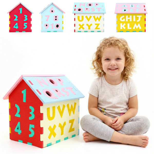 3D益智游戏室儿童垫，30.48×26.67×31.75cm EVA泡沫联锁垫，字母数字匹配，多色-2