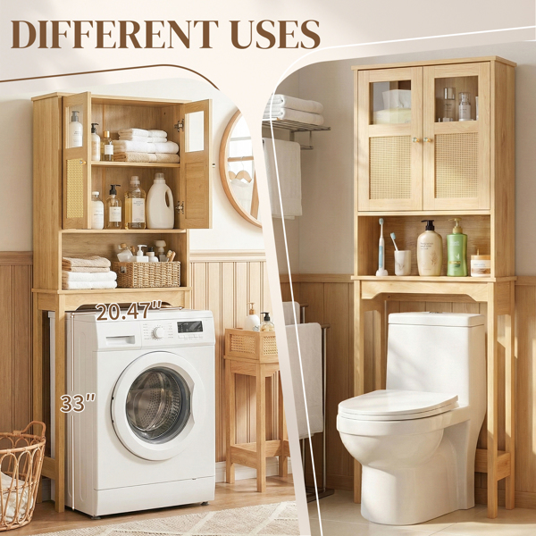 原木色   刨花板三胺贴面带藤面 60*22*170cm 双门 马桶柜-18