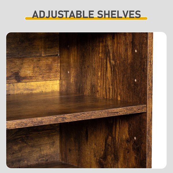 2门带5个开放格桌面带挡板 鞋柜 密度板 116*35.5*107cm 腐木色-7