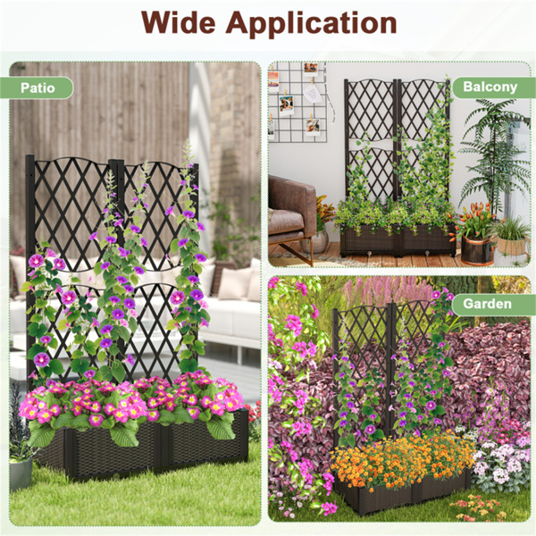 2套乡村风格的格子花盆、高架花园床、室内外蔬菜花卉种植箱-8