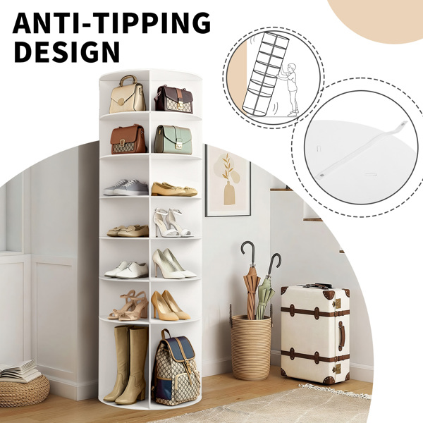 7 层 可360° 旋转 木塑板 60*60*184cm 鞋架 白色-15