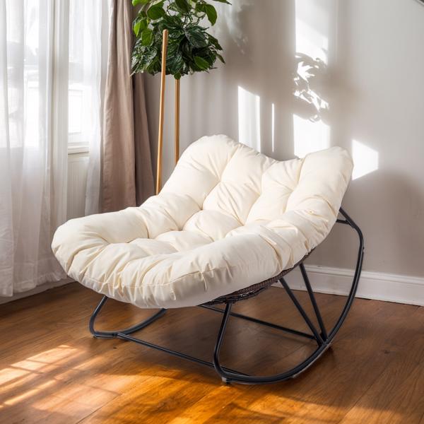 【替换72555836】帕帕索椅 棕色藤条 米色垫子 编藤摇椅 蛋形-12