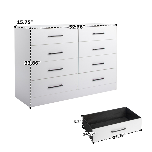 白色 刨花板+无纺布 贴三胺 134*40*86cm 双排4层8抽 抽屉柜 饰面布抽柜-4