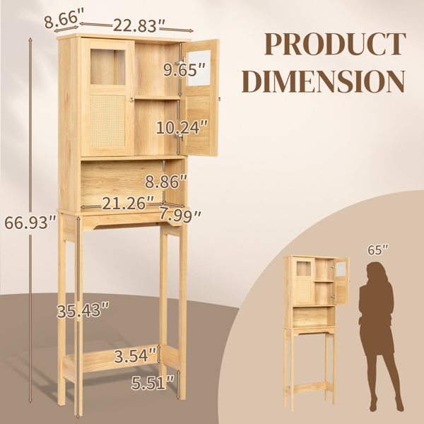原木色   刨花板三胺贴面带藤面 60*22*170cm 双门 马桶柜-13
