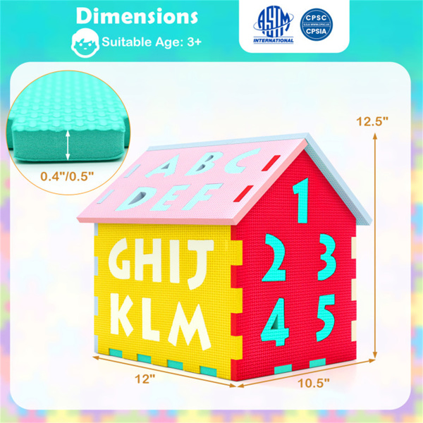 3D益智游戏室儿童垫，30.48×26.67×31.75cm EVA泡沫联锁垫，字母数字匹配，多色-10