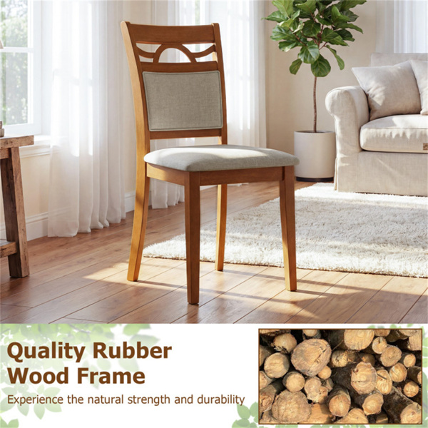 2PCS符合人体工程学的软垫后餐椅，橡胶木框架，330磅容量厨房椅-7