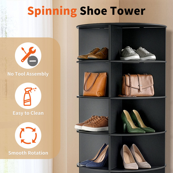 7 层 可360° 旋转 木塑板 60*60*184cm 鞋架 黑色-6