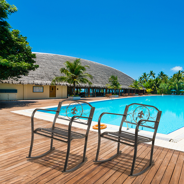 【替换66934556】22.5in 靠背箭头造型 黑色刷金 铁摇椅-20