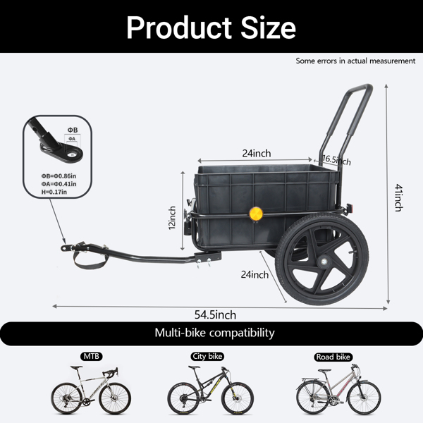 二合一自行车货运拖车/手推车，带可拆卸货箱和防水罩，黑色，带牵引杆和可拆卸把手的手推车/婴儿车，黑色--不支持self-pick up且不支持指定仓库发货-9