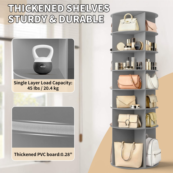 7 层 可360° 旋转 木塑板 60*60*184cm 鞋架 灰色-6