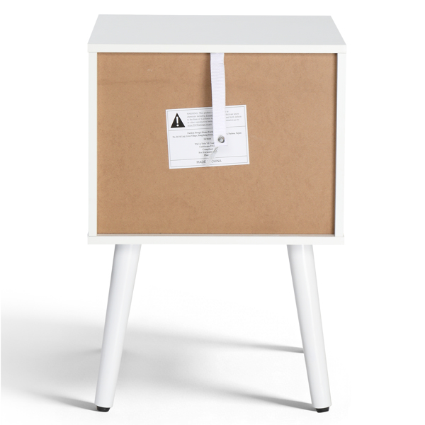 白色 P2刨花板+实木腿 贴麻面三胺 拉环拉手 38*30*55cm 一抽带下隔层 床头柜 1PC-10