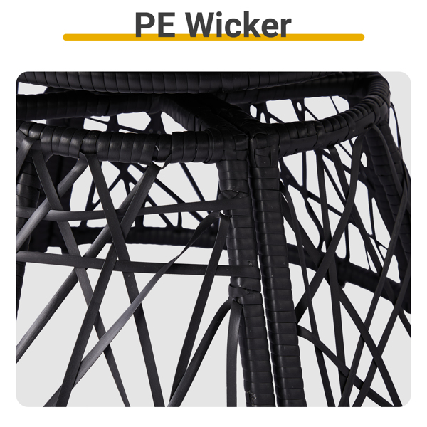 【替换89943648】38*33.5*32inch 转椅 雷达状 黑色藤条 灰色垫子  编藤蛋椅-9