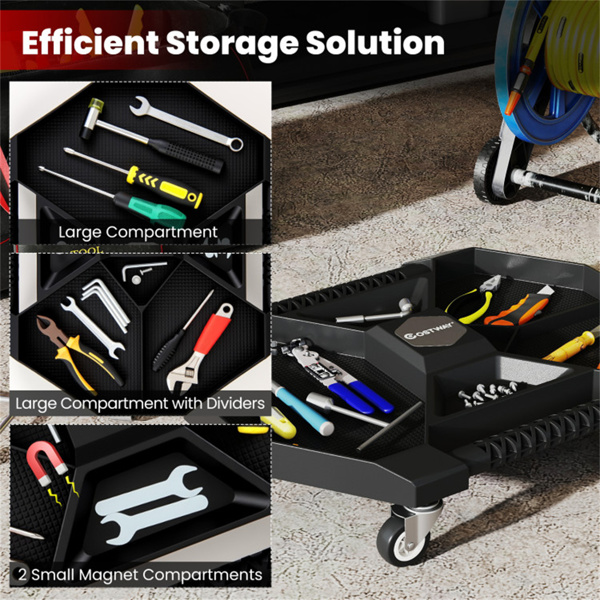 滚动工具爬行器PP PVC储物盒，带360°旋转脚轮，30LBS容量-3