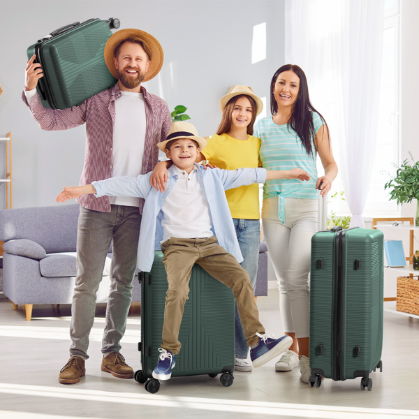 非TSA海关锁三合一 PP拉杆箱 20in 24in 28in PP 墨绿色-15