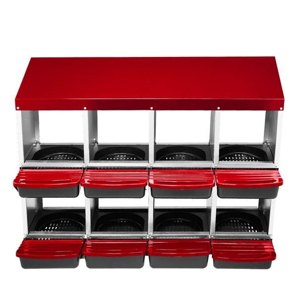 8隔间 106*52*79cm 斜顶房屋 红色 铁+塑料 喂食用品-2