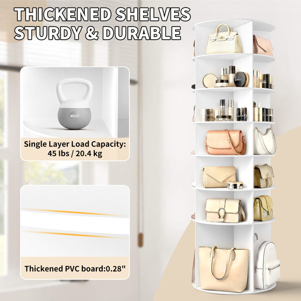 7 层 可360° 旋转 木塑板 60*60*184cm 鞋架 白色-6