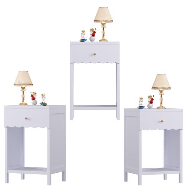 现代床头柜带抽屉和开放式搁板，波浪边床头柜适合卧室，可爱极简边桌适合儿童房或女生房，浅紫色--不支持self pick up且不支持指定仓发货-5