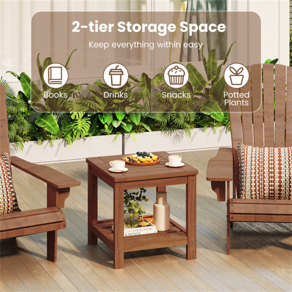 多功能双层木制边桌，花园客厅池畔易于组装的床头柜-9