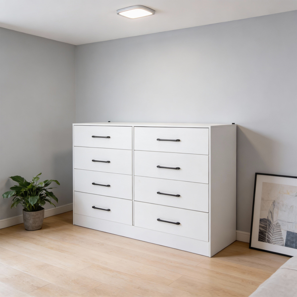 白色 刨花板+无纺布 贴三胺 134*40*86cm 双排4层8抽 抽屉柜 饰面布抽柜-11