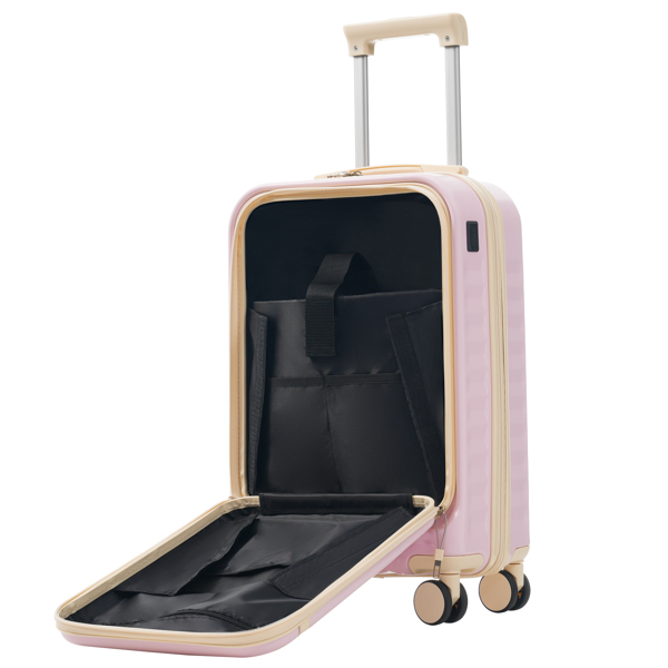 前开式三件套行李箱，硬壳登机箱带USB接口，可扩展行李箱，配有手提包、万向轮和TSA密码锁--不支持self-pick up且不支持指定仓库发货-7