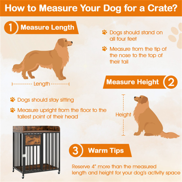 二合一狗笼家具，带加厚金属管，可锁定轮子，适合小狗的宠物犬舍-7