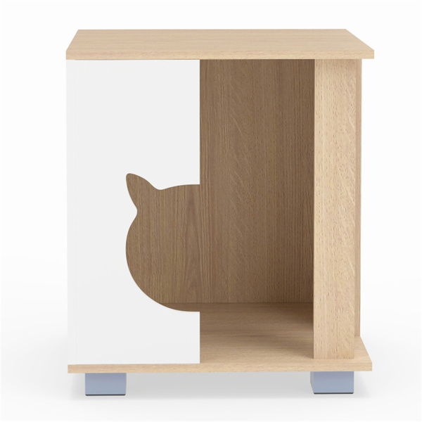 多功能木制猫屋床头柜，坚固的金属底座防滑宠物家具-3