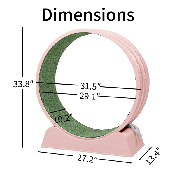 80*34*86CM 粉色 PP 轨道连接片组装 圆形配绿色地毯+1根逗猫棒 15kg 猫跑步机-4