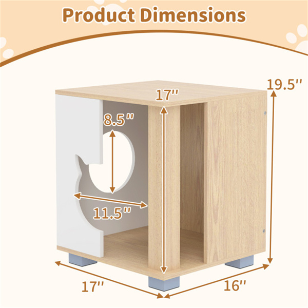 多功能木制猫屋床头柜，坚固的金属底座防滑宠物家具-4