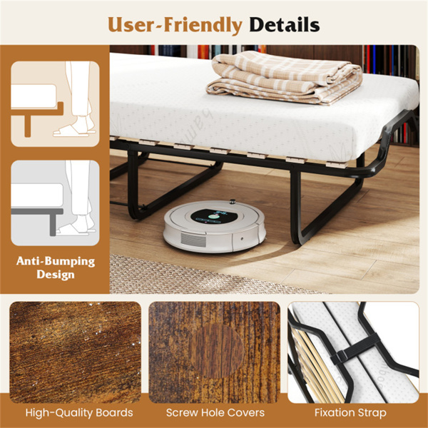 可转换墨菲橱柜床，带4英寸床垫，219.71×86.36×105.41cm折叠床，容量485LBS，乡村棕色-10