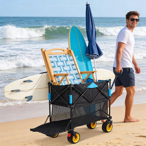 超大容量折叠式手推车，加长型伸缩式拉杆，折叠式手推车，适用于花园、购物、沙滩等场合（黑色+蓝色）--不支持self-pick up且不支持指定仓库发货-10