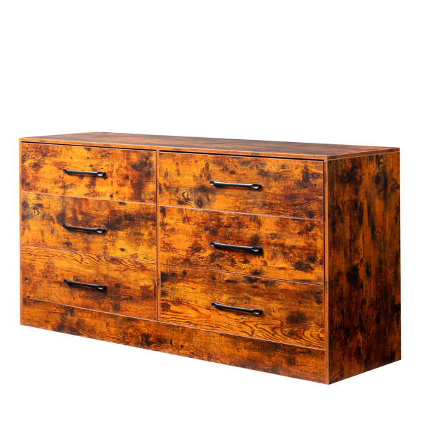 复古木 刨花板+无纺布 贴三胺 134*40*67cm 双排3层6抽 抽屉柜 饰面布抽柜-5