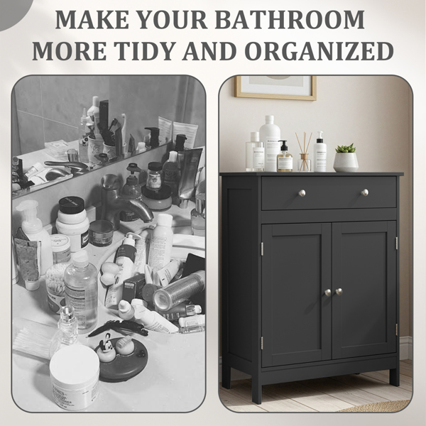 黑色 刨花板三胺贴面 60*30*80cm 双门 单抽 浴室立柜-7