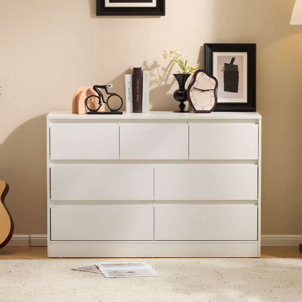 白色  P2刨花板  120*40*80cm  三层七抽 抽屉柜 现代 1pcs-5