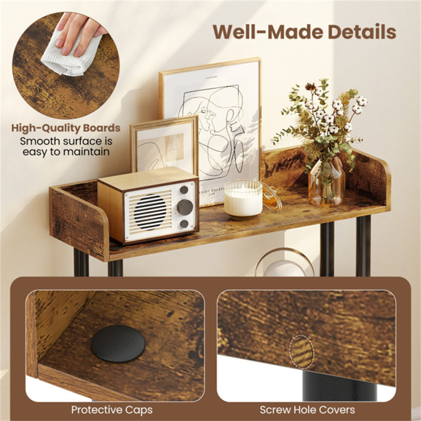 带防坠落护栏的3层工业书架，每架33磅的储物架 -土褐色-9