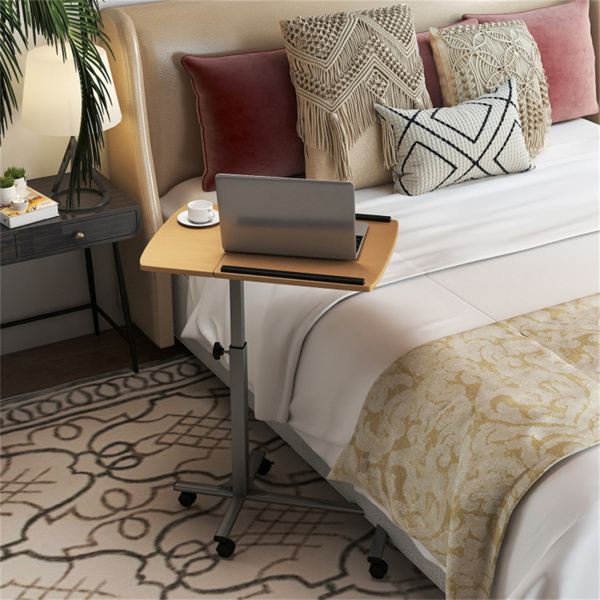 可调节笔记本电脑桌推车，24.5“-36”高度和倾斜角度移动工作站，带可锁定轮子，自然-2