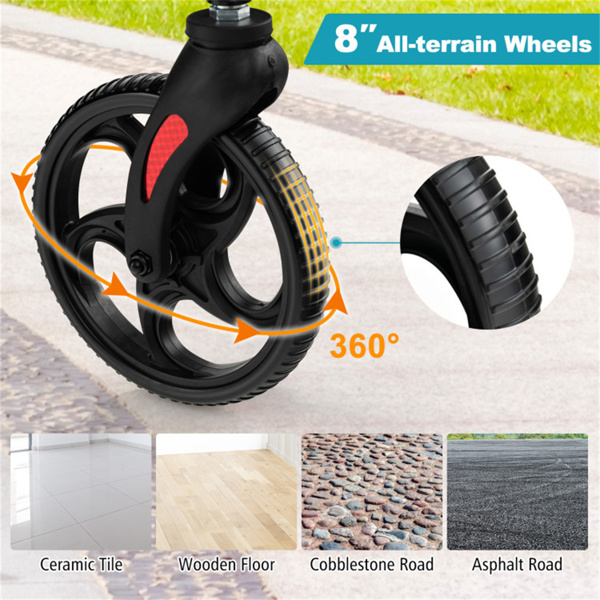 适合老年人和康复者的可折叠滚轮助行器，带8英寸车轮手刹储物袋手杖架 黑色-9