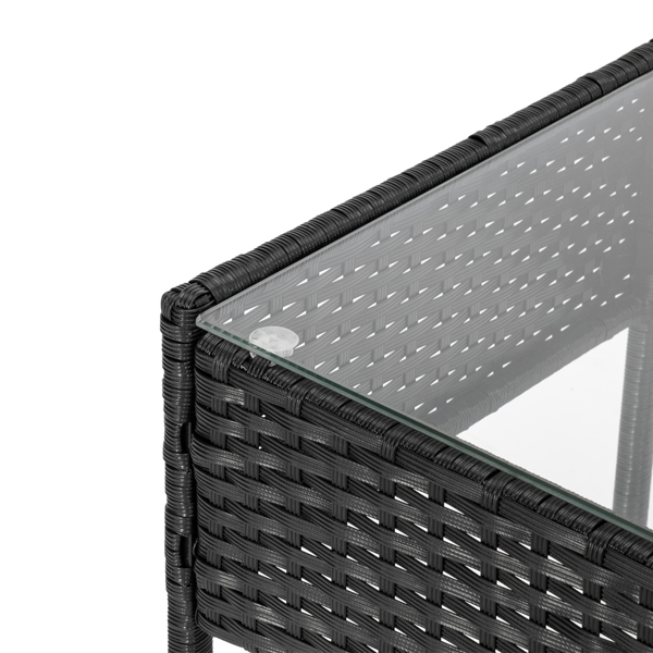 【替换47369505】2pcs单人沙发和1pc双人沙发和1pc茶几 扶手满编 黑色四线藤 座垫真空包装 编藤四件套-75