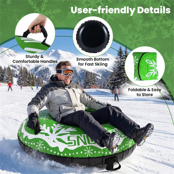 600D防水牛津布雪橇，加固手柄，成人儿童可拆卸牵引带-绿色-8