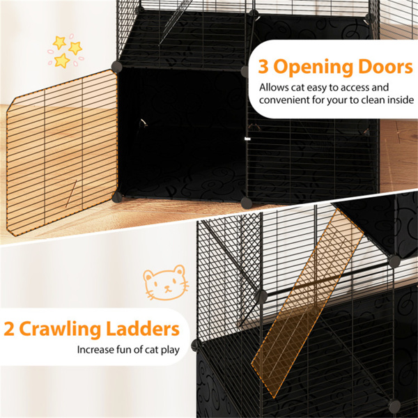 44英寸多层猫树室内用剑麻抓柱公寓吊床挂球黑色-3