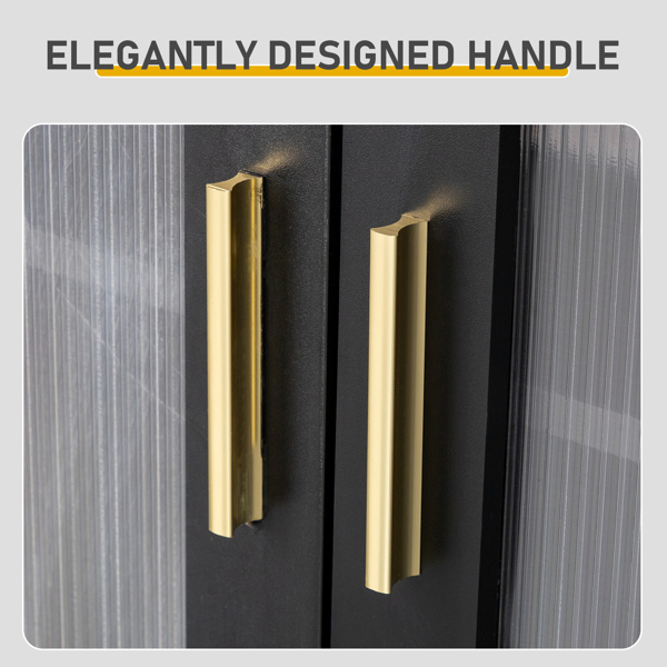 2门阳光板高脚内部4层带USB灯带24键可调节 鞋柜 刨花板 + 阳光板 68*40*83.5 cm 黑色-7