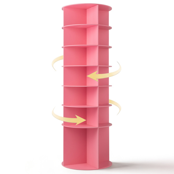 7 层 可360° 旋转 木塑板 60*60*184cm 鞋架 粉色-2