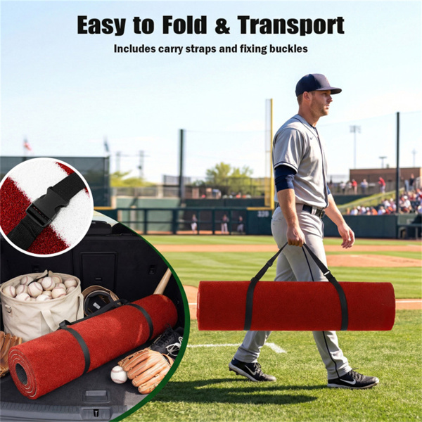 10英尺x 3英尺垒球投球垫，带人造草皮，室内外训练辅助工具，用于投球练习-6