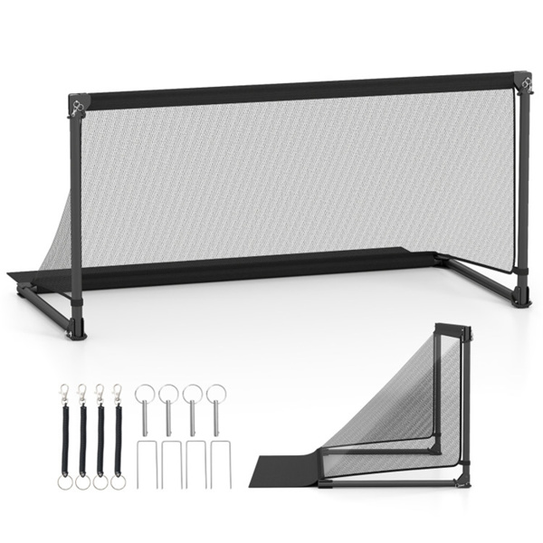 59英寸便携式折叠式足球球门（L码，黑色）-重型金属框架，防撕裂PE网-1