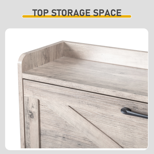 谷仓门3翻斗柜顶部有挡板 鞋柜 刨花板 80*24*145cm 水洗灰-10