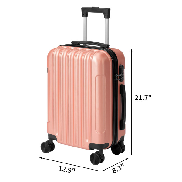 三合一竖纹磨砂箱壳非TSA海关锁28寸拆卸轮 ABS拉杆箱 20in 24in 28in ABS 全配色玫瑰金色-2